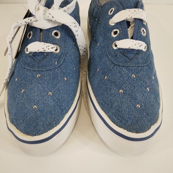 NWT Sebastino Quilted Studded Denim Blue Sneakers Size 7.5 - Picture 5 of 15